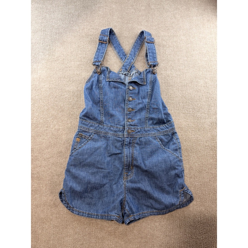Miss Me‎ Denim Overall Shorts Romper Shortalls Blue Button Front Small